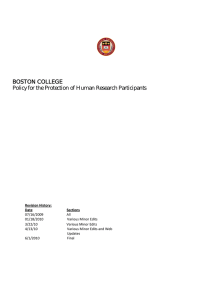 BOSTON COLLEGE Policy for the Protection of Human Research Participants