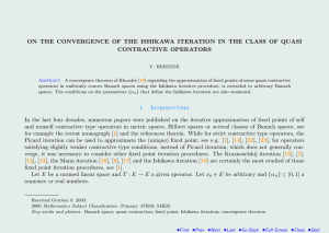 ON THE CONVERGENCE OF THE ISHIKAWA ITERATION IN THE CLASS... CONTRACTIVE OPERATORS