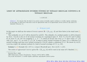 LIMIT OF APPROXIMATE INVERSE SYSTEM OF TOTALLY REGULAR CONTINUA IS