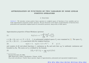 APPROXIMATION OF FUNCTIONS OF TWO VARIABLES BY SOME LINEAR POSITIVE OPERATORS