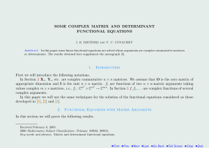 SOME COMPLEX MATRIX AND DETERMINANT FUNCTIONAL EQUATIONS