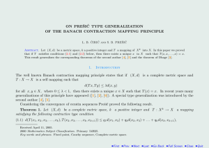 ON PREˇ SI ´ C TYPE GENERALIZATION OF THE BANACH CONTRACTION MAPPING PRINCIPLE
