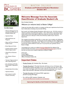 Welcome Message from the Associate Dean/Director of Graduate Student Life