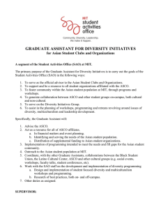 GRADUATE ASSISTANT FOR DIVERSITY INITIATIVES for Asian Student Clubs and Organizations