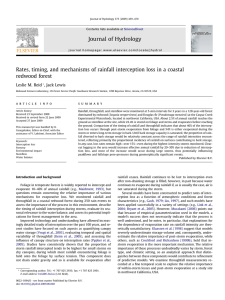 Rates, timing, and mechanisms of rainfall interception loss in a... redwood forest Leslie M. Reid , Jack Lewis