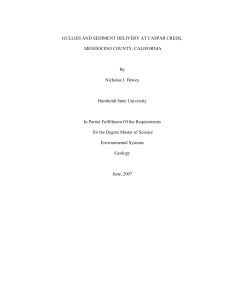GULLIES AND SEDIMENT DELIVERY AT CASPAR CREEK, MENDOCINO COUNTY, CALIFORNIA By
