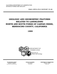 GEOLOGIC AND GEOMORPHIC FEATURES RELATED TO LANDSLIDING MENDOCINO COUNTY, CALIFORNIA