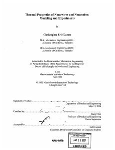 Thermal Properties of Nanowires  and Nanotubes: Modeling  and Experiments