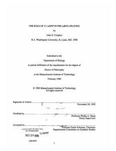 THE  ROLE  OF U1  snRNP  IN... by D. B.A. Washington University,  St. Louis,  MO.  1990