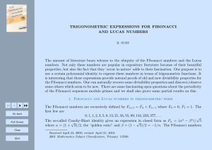TRIGONOMETRIC EXPRESSIONS FOR FIBONACCI AND LUCAS NUMBERS