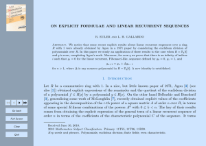 ON EXPLICIT FORMULAE AND LINEAR RECURRENT SEQUENCES