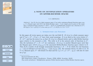 A NOTE ON MUTIPLICATION OPERATORS ON K ¨ OTHE-BOCHNER SPACES