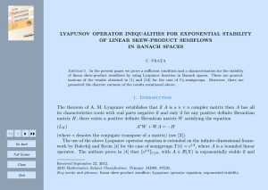 LYAPUNOV OPERATOR INEQUALITIES FOR EXPONENTIAL STABILITY OF LINEAR SKEW-PRODUCT SEMIFLOWS