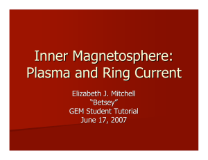 Inner Magnetosphere: Plasma and Ring Current Elizabeth J. Mitchell “