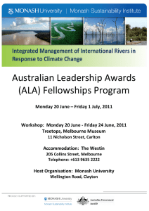 Australian Leadership Awards (ALA) Fellowships Program Integrated Management of International Rivers in