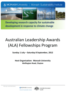 Australian Leadership Awards (ALA) Fellowships Program Developing research capacity for sustainable