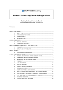 Monash University (Council) Regulations Made by the Monash University Council
