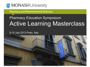 Active Learning Masterclass Pharmacy Education Symposium  Pharmacy and Pharmaceutical Sciences