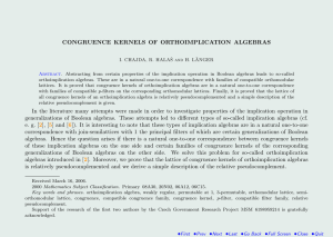 CONGRUENCE KERNELS OF ORTHOIMPLICATION ALGEBRAS