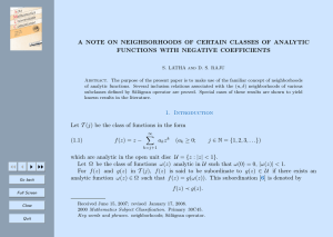 A NOTE ON NEIGHBORHOODS OF CERTAIN CLASSES OF ANALYTIC