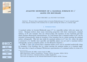 ANALYTIC EXTENSION OF A MAXIMAL SURFACE IN L ALONG ITS BOUNDARY