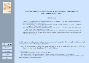 GALOIS–TYPE CONNECTIONS AND CLOSURE OPERATIONS ON PREORDERED SETS