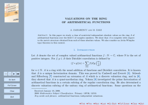 VALUATIONS ON THE RING OF ARITHMETICAL FUNCTIONS