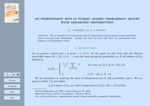 ON INDEPENDENT SETS IN PURELY ATOMIC PROBABILITY SPACES WITH GEOMETRIC DISTRIBUTION