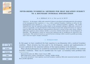 FIFTH-ORDER NUMERICAL METHODS FOR HEAT EQUATION SUBJECT