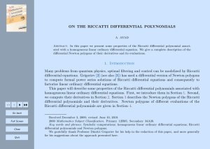 ON THE RICCATTI DIFFERENTIAL POLYNOMIALS