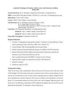 Analytical Techniques (Chemistry 442G) Lecture and Laboratory Syllabus Spring 2016 Lecture Instructor: Office