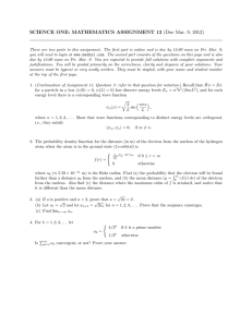 SCIENCE ONE: MATHEMATICS ASSIGNMENT 12 (Due Mar. 9, 2012)