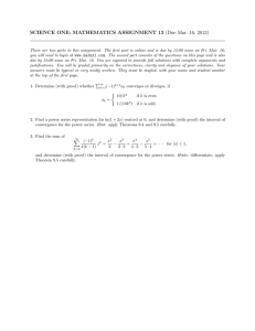 SCIENCE ONE: MATHEMATICS ASSIGNMENT 13 (Due Mar. 16, 2012)