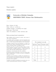 Name (print): Student number: University of British Columbia MIDTERM TEST: Science One Mathematics