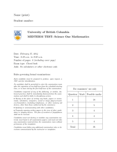 Name (print): Student number: University of British Columbia MIDTERM TEST: Science One Mathematics