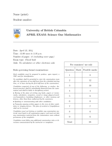 Name (print): Student number: University of British Columbia APRIL EXAM: Science One Mathematics