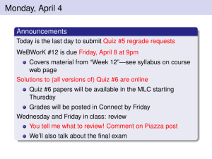 Monday, April 4 Announcements