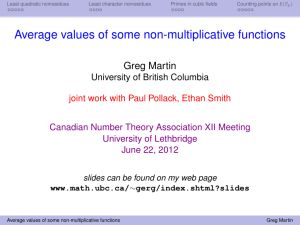 Average values of some non-multiplicative functions Greg Martin University of British Columbia