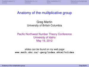 Anatomy of the mulitplicative group Greg Martin University of British Columbia