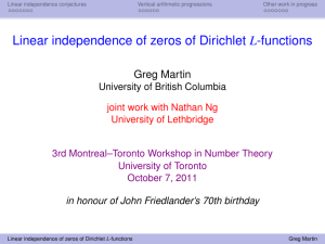 Linear independence of zeros of Dirichlet L-functions Greg Martin