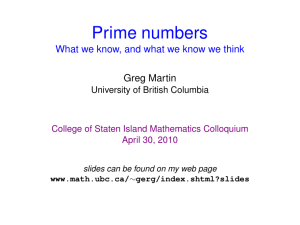 Prime numbers What we know, and what we know we think