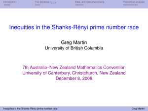 Inequities in the Shanks-Rényi prime number race Greg Martin