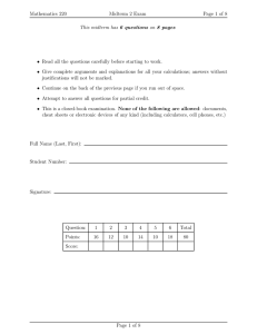 Mathematics 220 Midterm 2 Exam Page 1 of 8