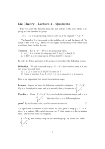 Lie Theory - Lecture 4 - Quotients