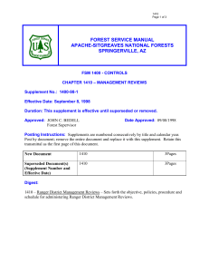 FOREST SERVICE MANUAL APACHE-SITGREAVES NATIONAL FORESTS SPRINGERVILLE, AZ