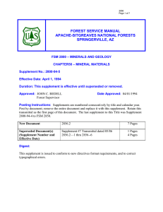 FOREST SERVICE MANUAL APACHE-SITGREAVES NATIONAL FORESTS SPRINGERVILLE, AZ