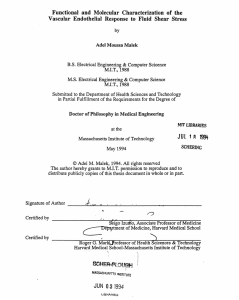 Functional  and  Molecular  Characterization  of ... Vascular  Endothelial  Response  to  Fluid ...