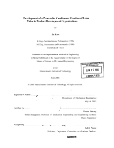 Development  of a Process  for Continuous Creation of ... Value  in Product Development  Organizations