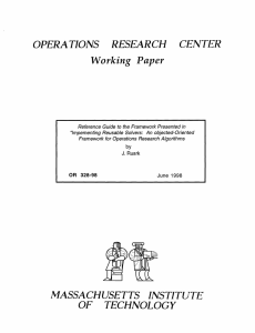 CENTER RESEARCH OPERA  TIONS Working  Paper