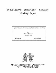 OPERA TIONS RESEARCH CENTER Working  Paper